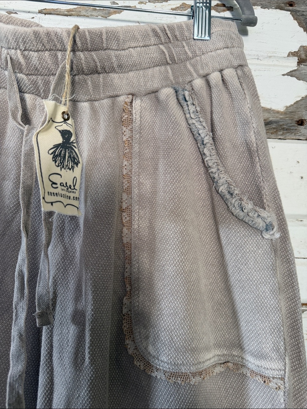 Easel Boho Wide Leg Pants and shirt in Faded Taupe with Patch Pocket new - Picture 12 of 15